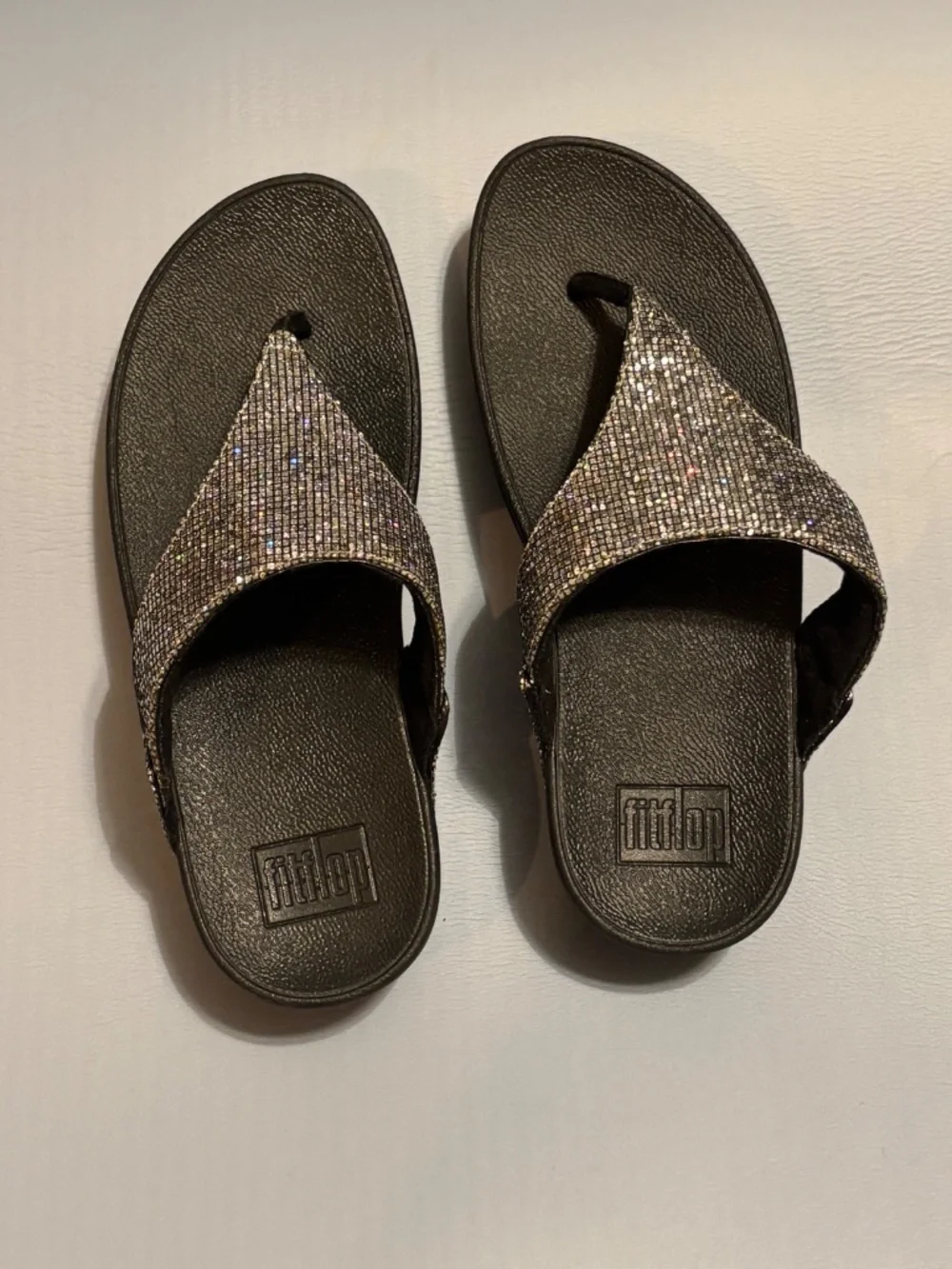 Fitflop Lulu Glitter-ball Sandals Silver Sz 6  Sparkling TStraps